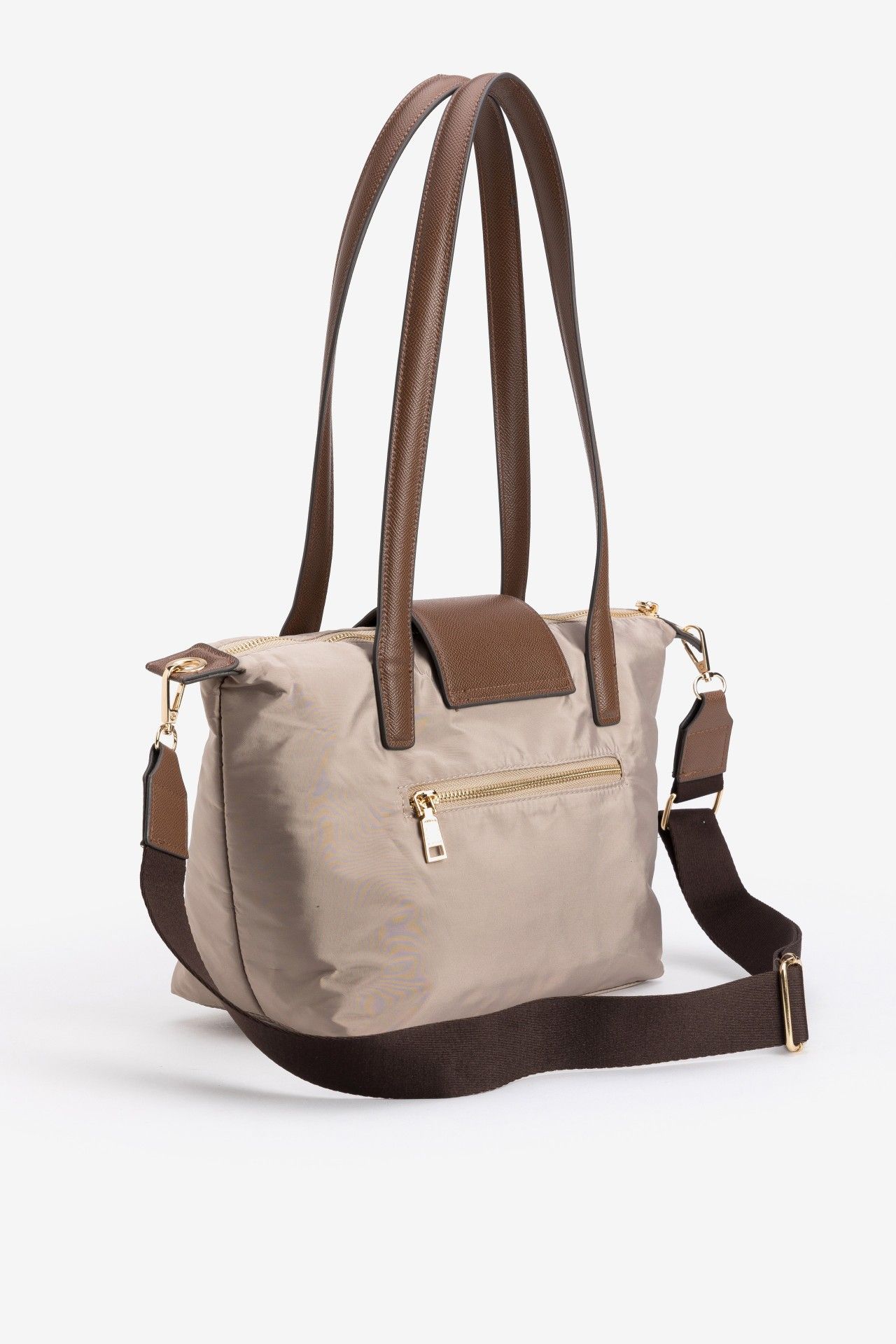 Bolso shopper de nylon Vilanova Beige, vista 2