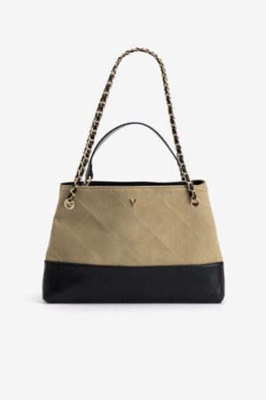 Bolso city Vilanova Beige y Negro con Cadena, vista 1