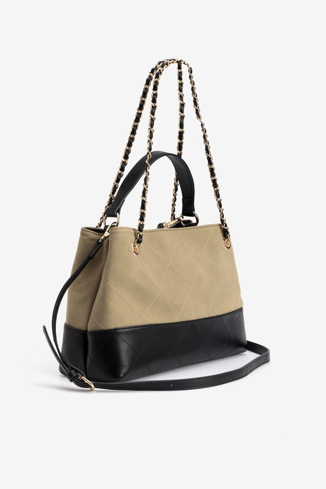 Bolso city Vilanova Beige y Negro con Cadena, vista 2