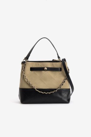 Bolso bucket Vilanova Beige y Negro con Cadena, vista 1