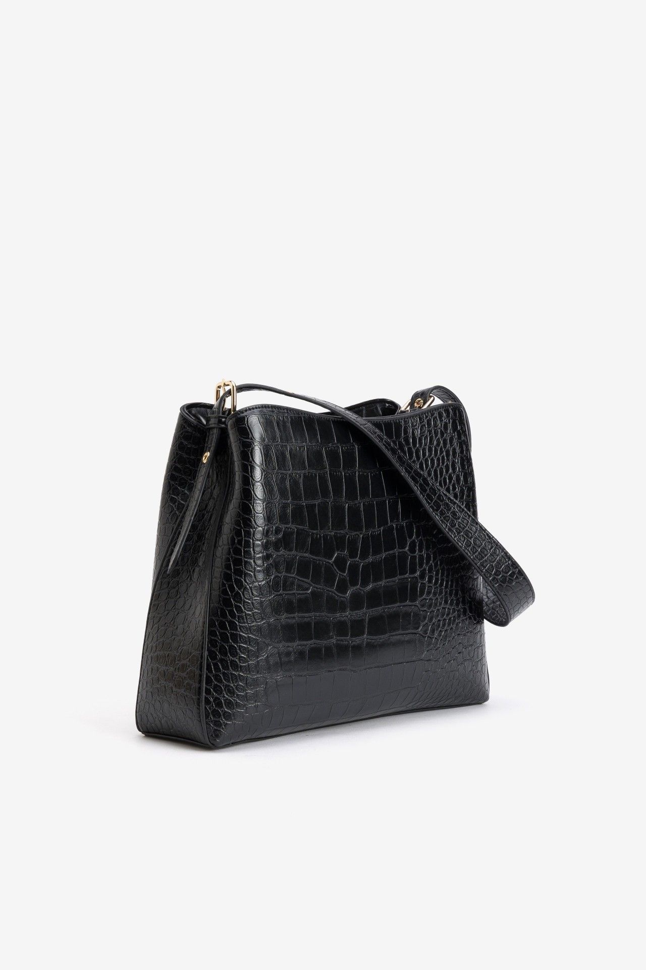 Bolso de hombro Vilanova Negro Efecto Cocodrilo, vista 2