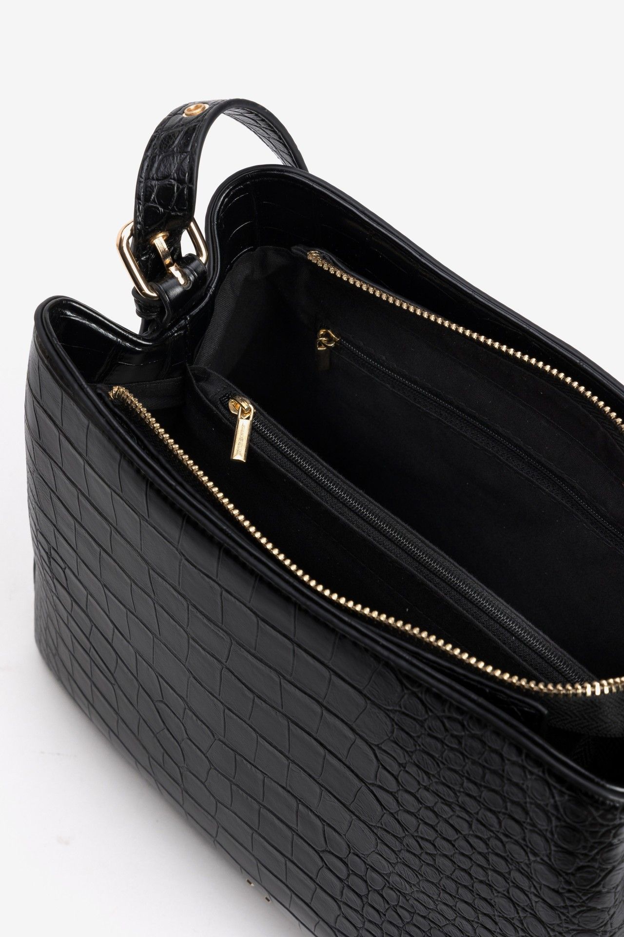 Bolso de hombro Vilanova Negro Efecto Cocodrilo, vista 4