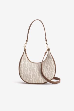 Bolso Vilanova Beige y Marrón Estampado Geométrico, vista 1