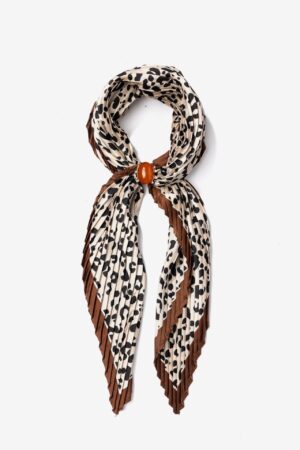 Bandana plisada Vilanova animal print marrón con detalle ámbar