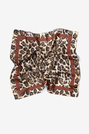 Bandana Vilanova animal print marrón con borde teja