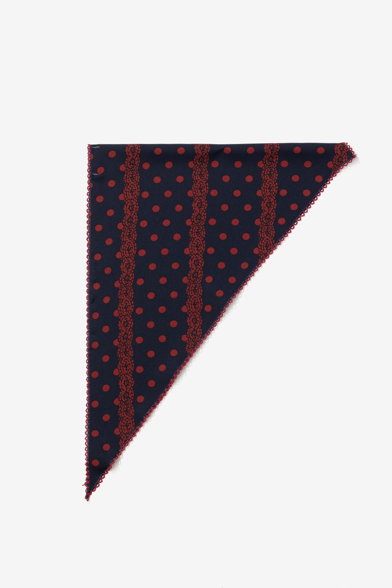 Bandana Vilanova azul marino con lunares rojos y borde ondulado