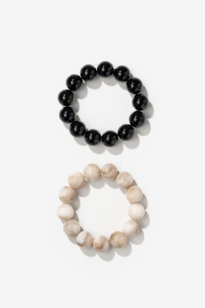 Pack 2 Pulseras Vilanova Negro y Beige, vista 1