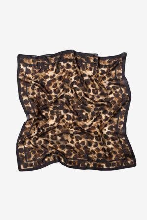 Pañuelo Vilanova animal print marrón con borde negro