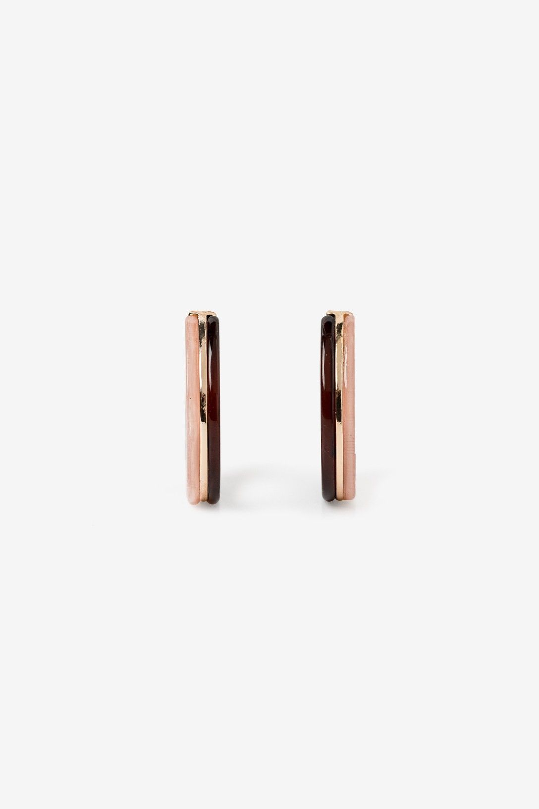 Pendientes Aro Vilanova rosa y marrón con acabado marmoleado y detalle dorado