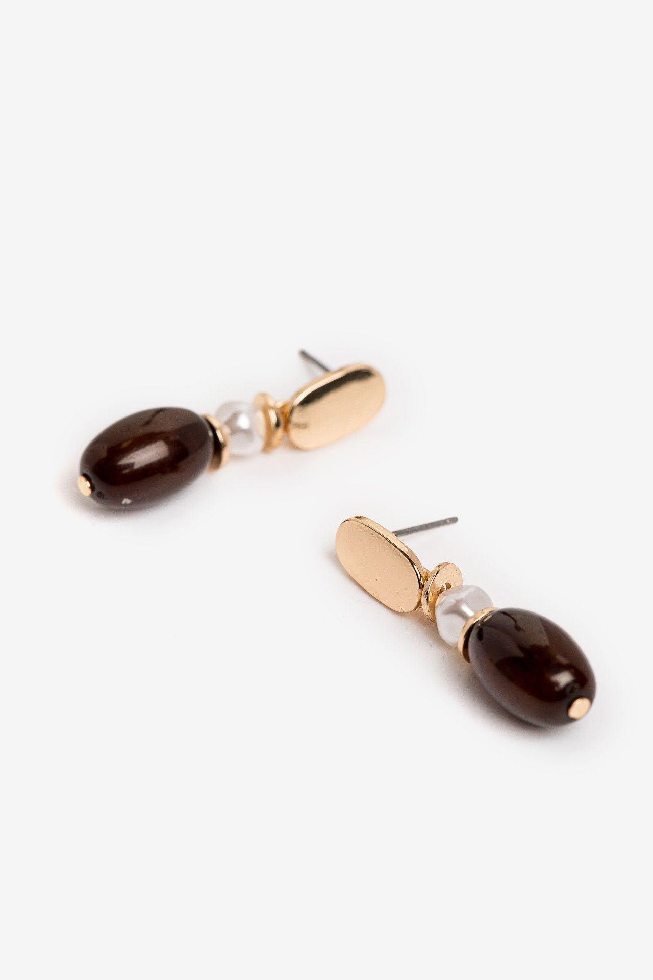 Pendientes Dos Piezas Vilanova Beige y Marrón, vista 2