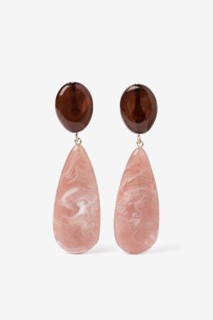 Pendientes Vilanova rosa y marrón con gota marmoleada