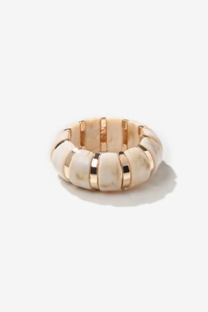Pulsera Ancha Vilanova Beige y Dorado, vista 1